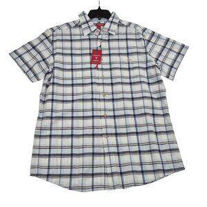 Cremieux Shirt Men's Size XXL  Slim Fit  Short Sleeve Button Up Plaid Blue (58)